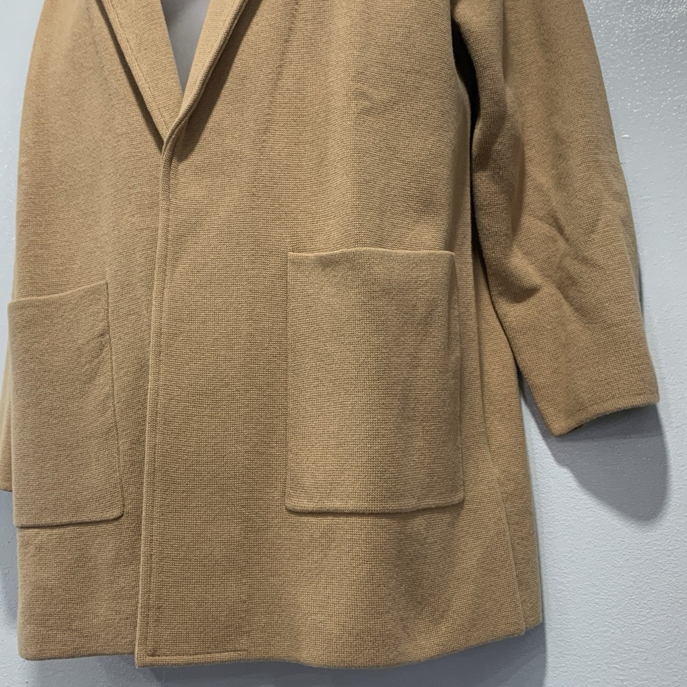 Quince 100% Organic Cotton Knit Blazer Jacket Camel Womens Office Comfort Size L - Picture 6 of 13